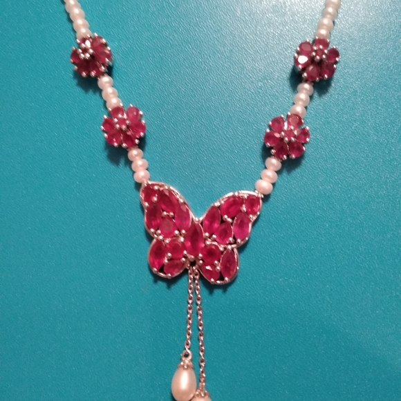 hold till 4-10❣️❣️ FRESHWATER PEARL, NIASSA RUBY NECKLACE❣️❣️ - Picture 6 of 8